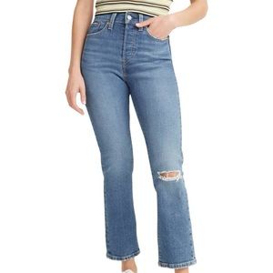 Levi’s Wedgie Straight High Rise Jeans Ripped Knee Size 27